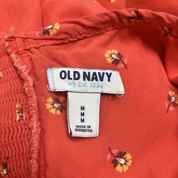 Old Navy Red Floral Print Spaghetti Strap Fit & Flare Mini Dress Size M Y2K - Picture 5 of 12